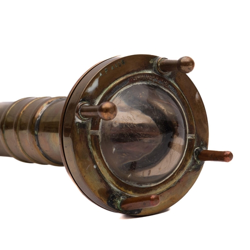 395 - A brass diver's torch by Siebe Gorman & Co Ltd, London: signed as per title to casing, the convex le... 