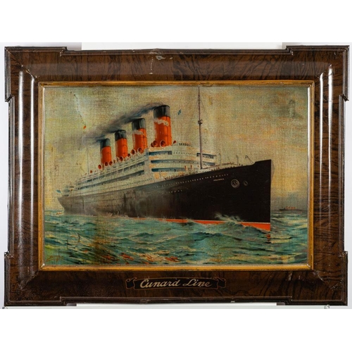 398 - An early 20th century tinplate 'Cunard Line' advertising sign: with central polychrome lithograph of... 