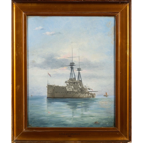 56 - A pair of hand-embellished prints of naval ships, H. M. S. Bellerophon and H. M. S. Asia, framed and... 