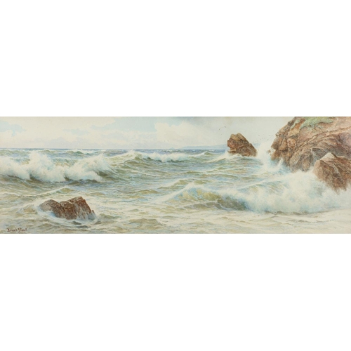 59 - Ernest Stuart (British, fl. circa 1889-1915) A Westerly Gale, Thurlestone, South Devon signed lower ... 