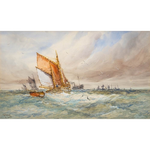 24 - Follower of Thomas Bush Hardy (British, 1842-1897) Yarmouth Fishing Boats; Off Lowestoft (a pair) bo... 