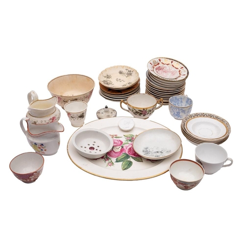 146 - A mixed lot of primarily 19th century English porcelain table wares [damages].