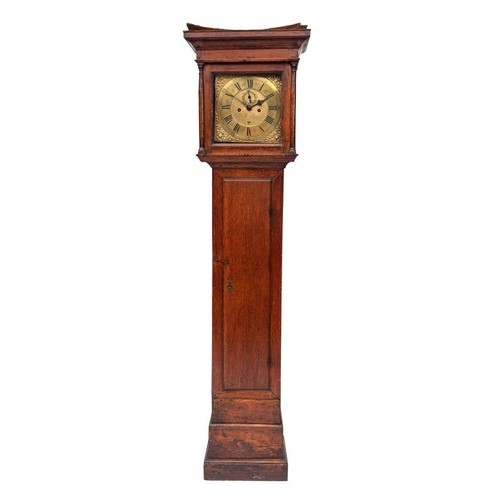 505 - Josiah Kember, Shaw, an oak longcase clock the eight-day duration movement striking the hours on  be... 