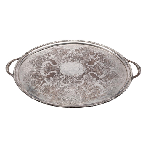 2010 - An electroplated large two handled tea tray in the George II style, marked verso 'Kingsway plate' ma... 