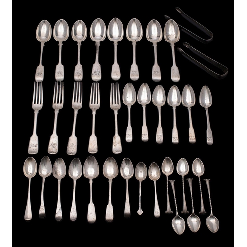 2036 - WITHDRAWN LOT   A matched part canteen of Fiddle pattern flatware to include, eight dessert spoons, ... 