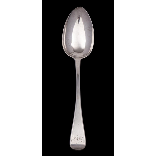 2045 - An George IV silver table spoon, maker William Woodman Exeter 1825, Old English pattern, engraved mo... 