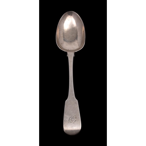 2057 - A William IV silver table spoon, maker Joseph Hicks, Exeter 1832,  Fiddle pattern, 73.7gms, 2.3 ozs.