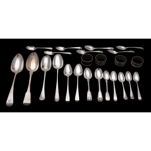 2060 - A small collection of 18th and 19th century silver spoons, various makers and dates, fifteen teaspoo... 