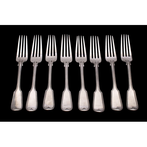 2061 - A set of four Victorian silver table forks, maker Francis Higgins, London 1859, and four other, Lond... 