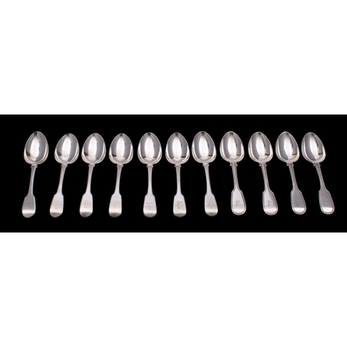 2063 - A set of seven George III silver dessert spoons, maker William Eley and William Fearn, London 1817, ... 