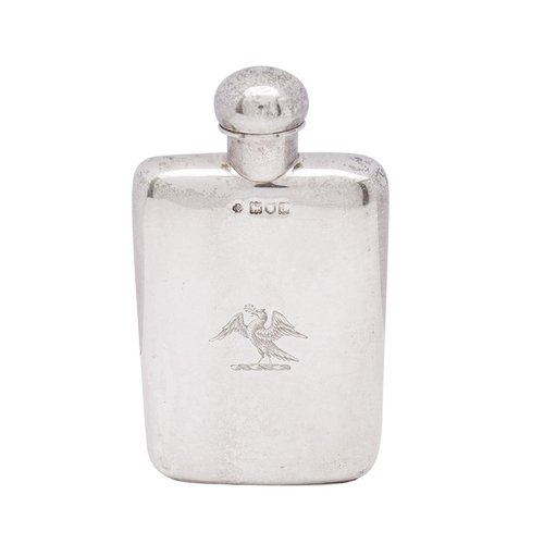 2092 - A Victorian silver hip flask, maker Walker and Hall Ltd, London 1896, of rounded rectangular form, b... 