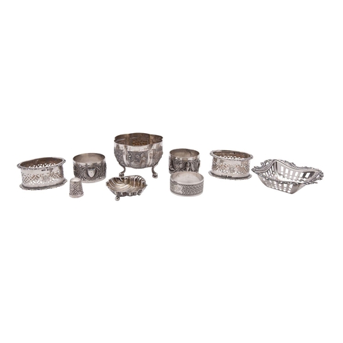 2112 - A pair of George V silver napkin rings, Birmingham 1910, a pair of Indian silver napkin rings, a Geo... 