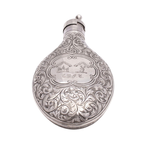 2139 - A Victorian silver flask and straw, maker Alfred Taylor, Birmingham, 1856, of unusual design, the sc... 