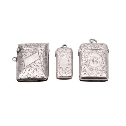 2152 - A Victorian silver vesta case, James Milward Banks, Chester 1901, together with small vesta case, Bi... 