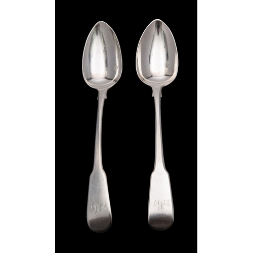 2172 - A pair of George III silver table spoons, Peter Bateman and William Bateman, London, 1812, Fiddle pa... 