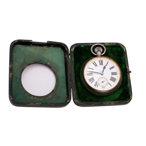 2212 - An Edward VII silver travel watch case, maker W J Myatt & Co, Birmingham 1909, of rounded square for... 