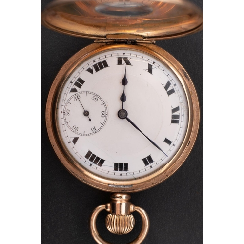 2265 - Record Watch Co., a gold-plated half-hunter keyless pocket watch the movement stamped Record Watch C... 