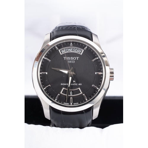 2300 - Tissot 1853 a gentleman's stainless-steel Powermatic 80 wristwatch the black dial with day and date ... 