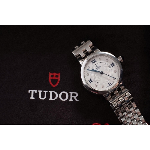 2336 - Tudor, a lady's  stainless-steel Clair de Rose wristwatch model 35500, the engine-turned dial with b... 