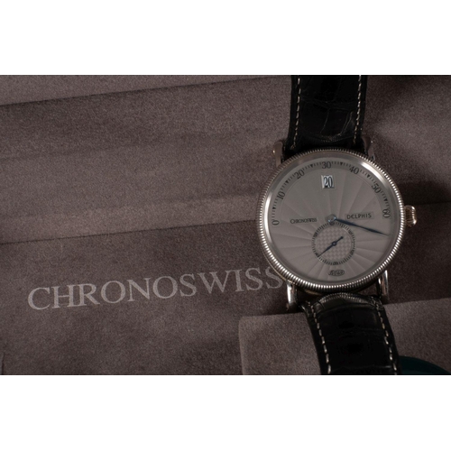 2339 - Chronoswiss Delphis, a Swiss limited edition platinum gentleman's wristwatch the guilloché patterned... 