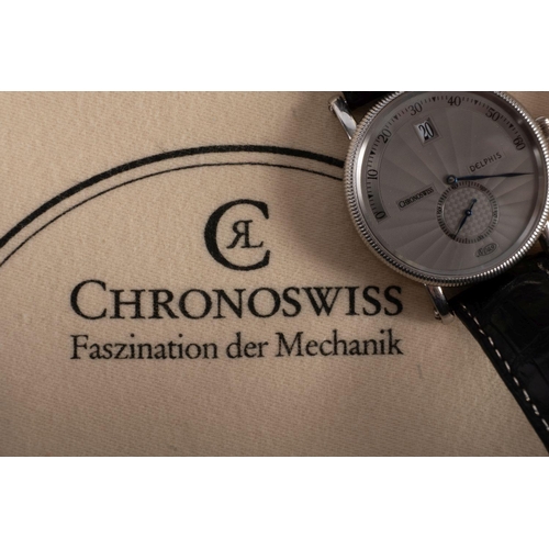 2339 - Chronoswiss Delphis, a Swiss limited edition platinum gentleman's wristwatch the guilloché patterned... 