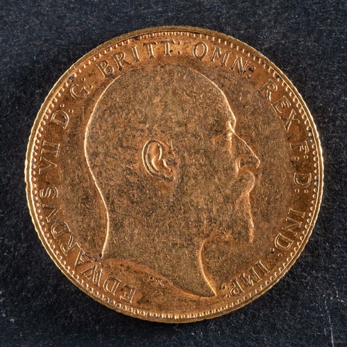 2443 - A George V gold sovereign coin, dated 1910, diameter ca. 22mms, total weight ca. 8gms.