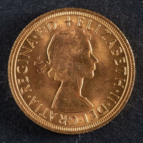 2448 - An Elizabeth II gold sovereign coin, dated 1964, diameter ca. 22mms, total weight ca. 8gms.