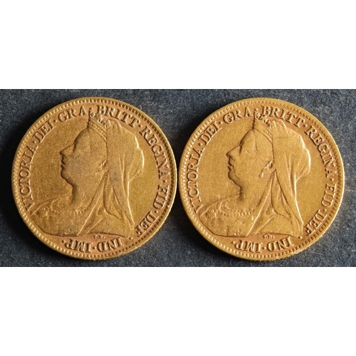 2461 - Two Victorian half sovereigns dated 1898 and 1900.