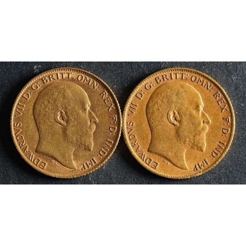 2464 - Two Edwardian Sovereigns dated 1907 and 1908.