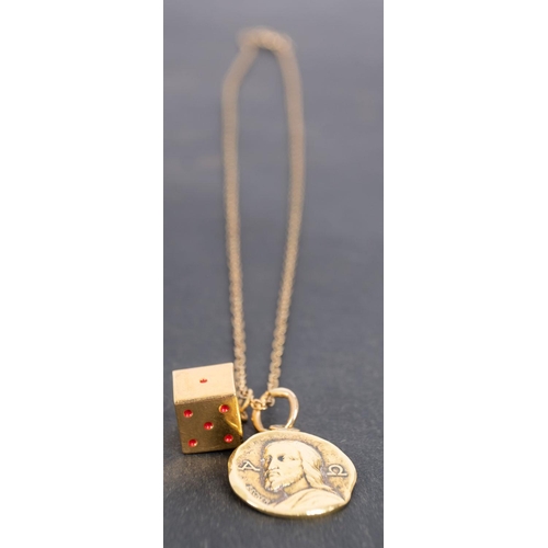 2495 - An 18ct gold medallion depicting Jesus Christ, together with a 9ct gold belcher-link chain and a 9ct... 