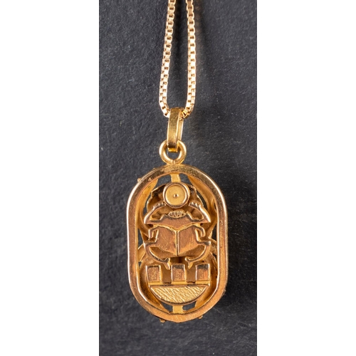 2718 - A blue enamel scarab pendant, length (exl jump ring) ca. 2cm weight ca.3.1gms; together with a box-l... 