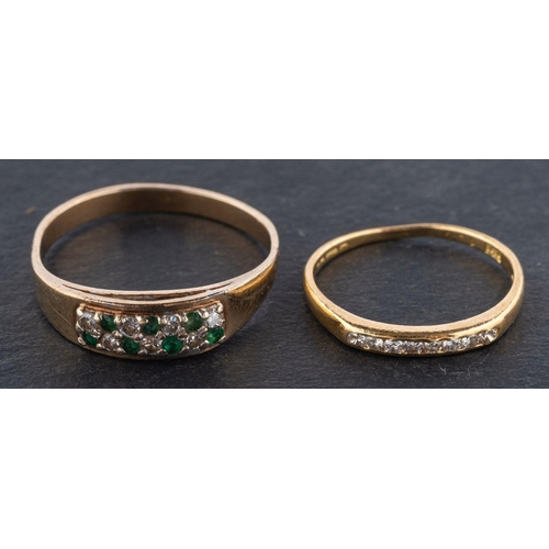 2742 - Two diamond half-eternity rings, including an 18ct gold, round, brilliant-cut diamond ring, length o... 