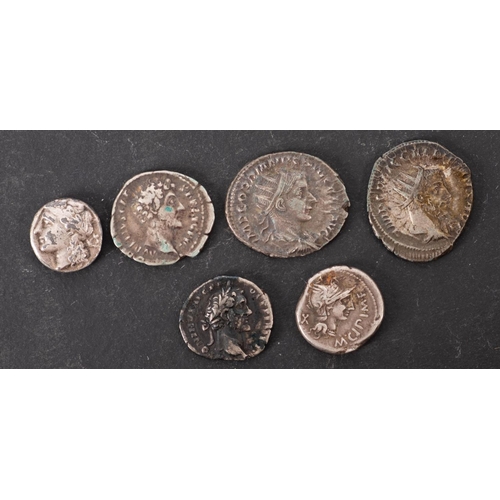 103 - Six ancient coins including Roman Denarius.