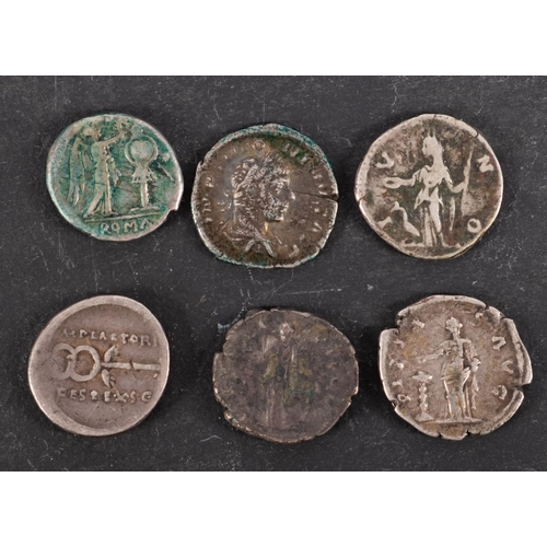 104 - Six Roman coins including Republic Denarius