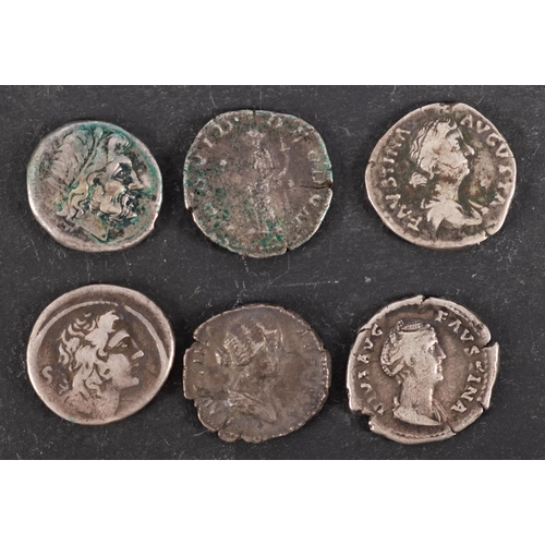 104 - Six Roman coins including Republic Denarius