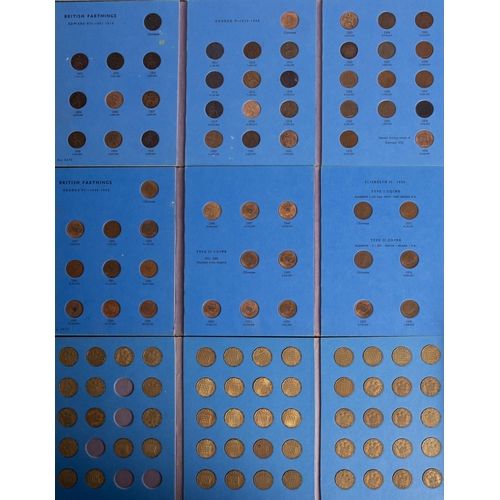 110 - Whitman folder - three farthings, four brass threepence, one silver threepence and one silver sixpen... 