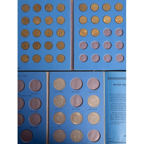 110 - Whitman folder - three farthings, four brass threepence, one silver threepence and one silver sixpen... 