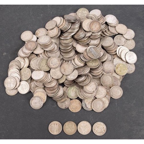 111 - A quantity of silver threepence including Edward VII and Victorian.