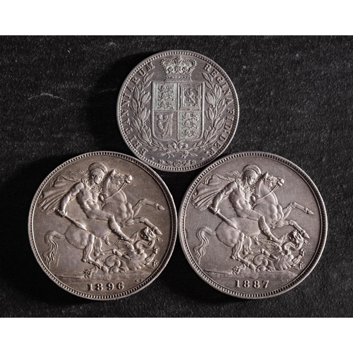 16 - A Crown (LX), 186 with a half Crown, 1874 and a Crown, 1887 (3).