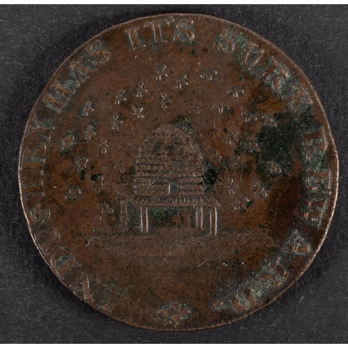 171 - A higher grade 1666 Farthing token Exeter David Hart of St. Thomas showing woolcombers with 1795 dru... 