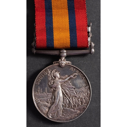 183 - A Queen's South Africa Medal with two claps to ' 2467 Plte. J James Welsh Regt', first type with 'gh... 