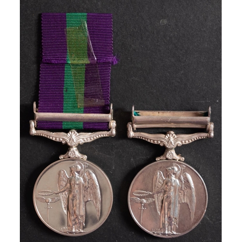 201 - Two Elizabeth II General Service Medals. '1223 Pte Muhammad Ali TOS' with Arabian Peninsular clasp. ... 