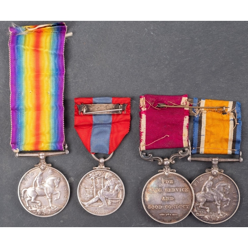 208 - Two WWI pairs 'J68836 C A Awbery Ord RN' war Medal and George VI Imperial Service Medal 'ARQM G E Ba... 