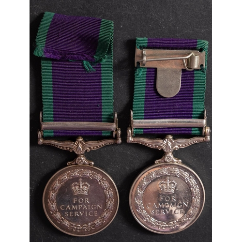 213 - Two Elizabeth II General Service Medals with South Arabia  clasp '23861287 Tpr  J C Maginty 1 RTR' '... 