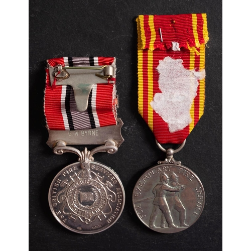 218 - An Elizabeth II British Fire Services Association Medal for 20 Years Service to 'G W Byrne', maker A... 