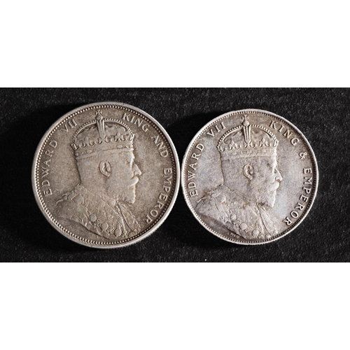 22 - Straits Settlements Dollars, 1903 and 1908.