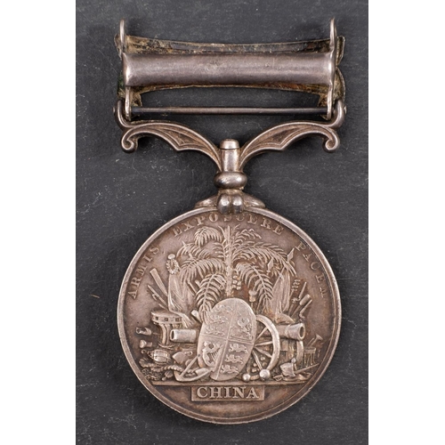 225 - A Second China War Medal with Taku Forts 1860 clasp, unnamed.