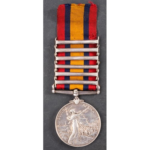 226 - A Queen's South Africa medal with six clasps to '29342 Supr R Swinford RE', 'Relief of Kimberly', ' ... 