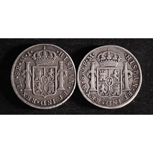 23 - Spanish Colonial 8 Reales pieces, 1776 and 1797.