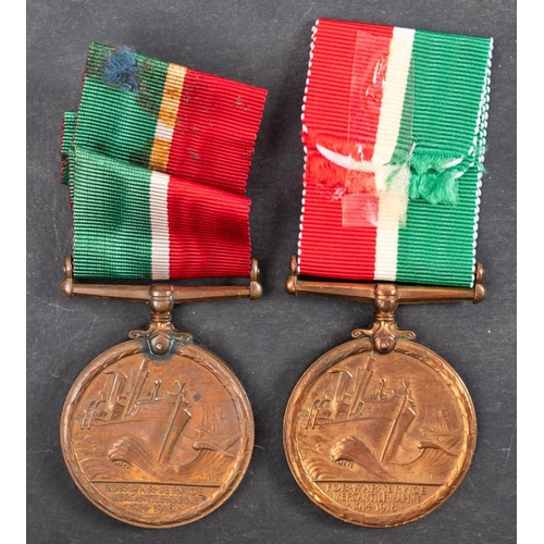 233 - Two WWI Mercantile Marine Medals, one to 'William Polm' the other to 'Alfred J Goodman' (2)